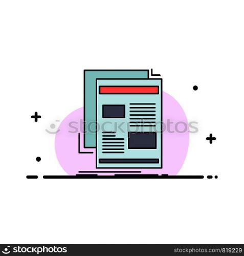 news, newsletter, newspaper, media, paper Flat Color Icon Vector