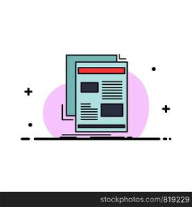 news, newsletter, newspaper, media, paper Flat Color Icon Vector