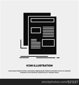 news, newsletter, newspaper, media, paper Icon. glyph vector gray symbol for UI and UX, website or mobile application. Vector EPS10 Abstract Template background