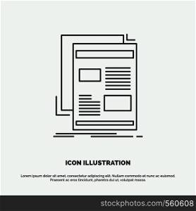 news, newsletter, newspaper, media, paper Icon. Line vector gray symbol for UI and UX, website or mobile application. Vector EPS10 Abstract Template background