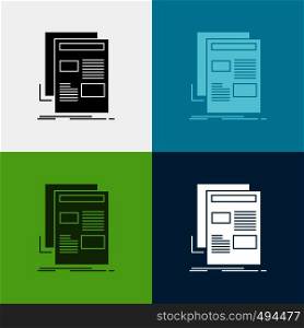 news, newsletter, newspaper, media, paper Icon Over Various Background. glyph style design, designed for web and app. Eps 10 vector illustration. Vector EPS10 Abstract Template background