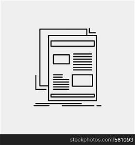 news, newsletter, newspaper, media, paper Line Icon. Vector isolated illustration. Vector EPS10 Abstract Template background