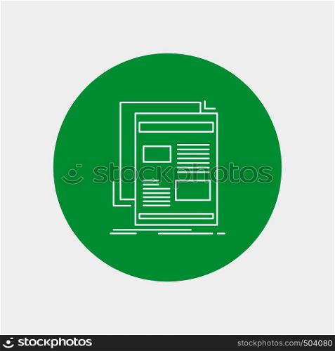 news, newsletter, newspaper, media, paper White Line Icon in Circle background. vector icon illustration. Vector EPS10 Abstract Template background