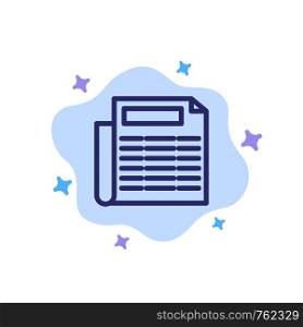 News, Paper, Document Blue Icon on Abstract Cloud Background