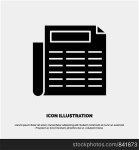 News, Paper, Document solid Glyph Icon vector