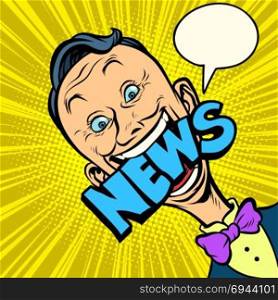 news pop art man. media journalist. Comic book cartoon retro illustration. news pop art man journalist