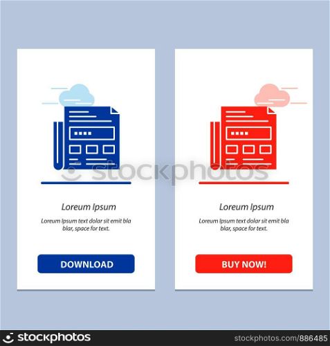 Newspaper, Ad, Paper, Headline Blue and Red Download and Buy Now web Widget Card Template