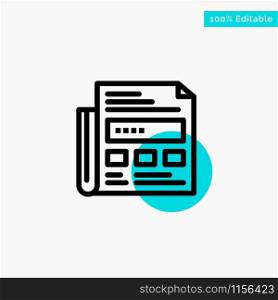 Newspaper, Ad, Paper, Headline turquoise highlight circle point Vector icon