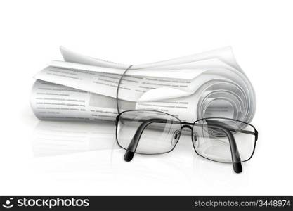Newspaper and glasses
