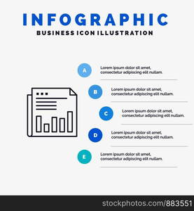 Newspaper, Business, Financial, Market, News, Paper, Times Line icon with 5 steps presentation infographics Background