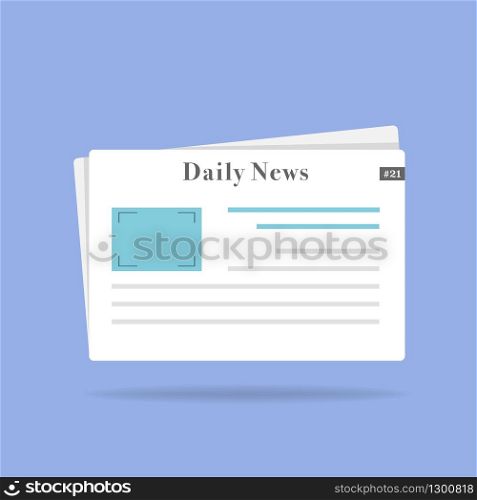 Newspaper, daily news on white blank paper with shadow. Vector EPS 10