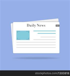 Newspaper, daily news on white blank paper with shadow. Vector EPS 10