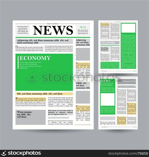 Newspaper Design Template Vector. Financial Articles, Advertising Business Information. World News Economy Headlines. Blank Spaces For Images. Isolated Illustration. Newspaper Design Template Vector. Modern Newspaper Layout Template. Financial Articles, Business Information. World News Economy Headlines. Blank Spaces For Images. Isolated Illustration