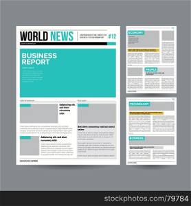 Newspaper Design Template Vector. Modern Newspaper Layout Template. Financial Articles, Business Information. World News Economy Headlines. Blank Spaces For Images. Isolated Illustration. Tabloid Newspaper Design Template Vector. Images, Articles, Business Information. Daily Newspaper Journal Design. Illustration
