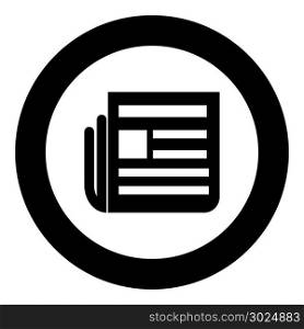 Newspaper icon black color in circle vector illustration isolated