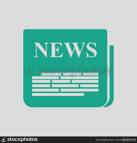 Newspaper icon. Gray background with green. Vector illustration.