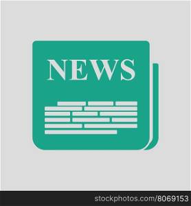 Newspaper icon. Gray background with green. Vector illustration.