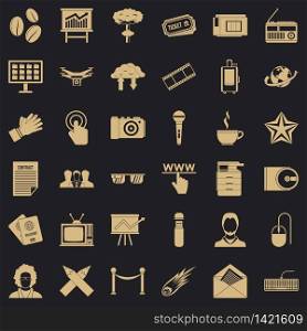 Newspaper icons set. Simple style of 36 newspaper vector icons for web for any design. Newspaper icons set, simple style