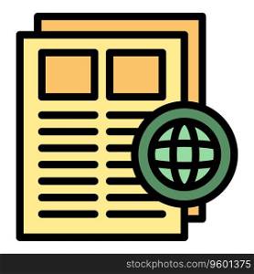 Newspaper news icon outline vector. Media studio. Reporter show color flat. Newspaper news icon vector flat