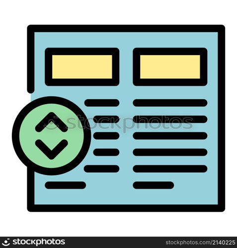 Newspaper page interface icon. Outline Newspaper page interface vector icon color flat isolated. Newspaper page interface icon color outline vector