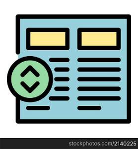 Newspaper page interface icon. Outline Newspaper page interface vector icon color flat isolated. Newspaper page interface icon color outline vector