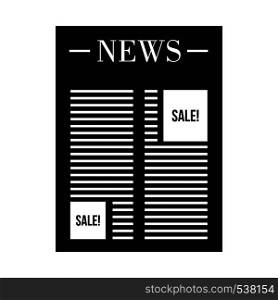 Newspaper with space for advertisement icon in simple style on a white background. Newspaper with space for ad icon, simple style