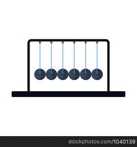Newton cradle ball balance vector icon. Pendulum motion physics sphere action gravity. Flat education pictogram