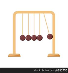 Newton cradle semi flat color vector object. Balance balls. Perpetual motion. Full sized item on white. Swinging spheres. Simple cartoon style illustration for web graphic design and animation. Newton cradle semi flat color vector object