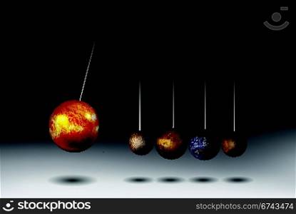 Newton&rsquo;s Cradle adaptation to Solar System
