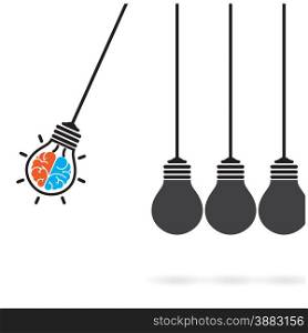 Newton&rsquo;s cradle concept on background,creative light bulb Idea concept,business idea ,abstract background.vector illustration&#xA;