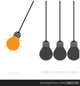 Newton&rsquo;s cradle concept on background,creative light bulb Idea concept,business idea ,abstract background.vector illustration
