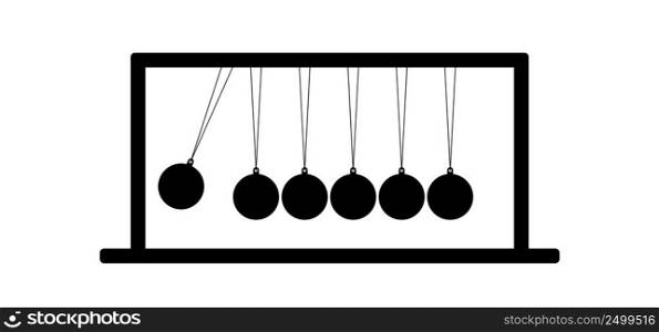 Newton’s cradle, pendulum with swinging spheres or ball. Business, leadership, teamwork or communication concept. Hanging balancing balls of newtons cradle science. Balance, Hypnosis, newtons cradle. 