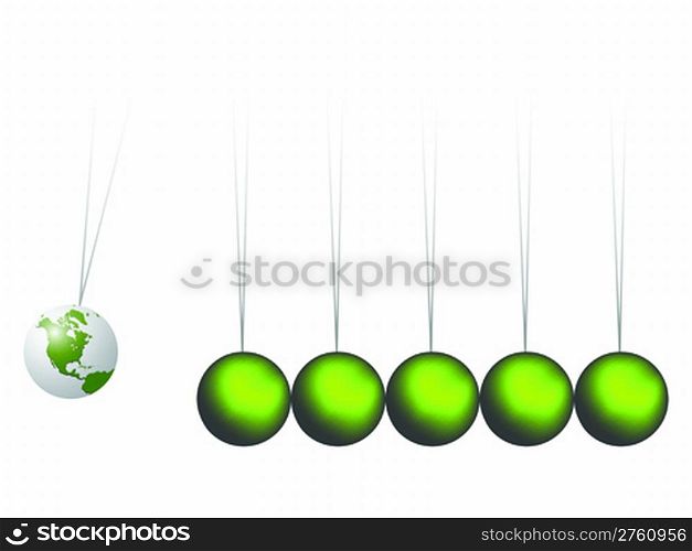 newtons cradle earth, abstract vector art illustration; image contains transparency and gradient meshes
