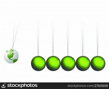 newtons cradle earth, abstract vector art illustration; image contains transparency and gradient meshes