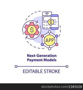 Next-generation payment models concept icon. Healthcare problem abstract idea thin line illustration. Fee-for-service. Isolated outline drawing. Editable stroke. Arial, Myriad Pro-Bold fonts used. Next-generation payment models concept icon