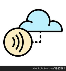 Nfc cloud data icon. Outline nfc cloud data vector icon color flat isolated. Nfc cloud data icon color outline vector