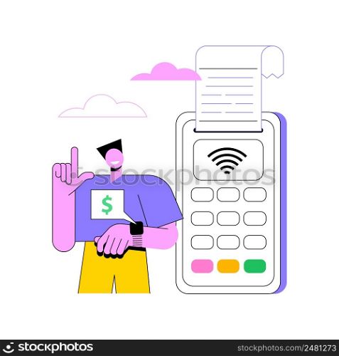 NFC connection abstract concept vector illustration. Bank connection, NFC communication, contactless card payment method, banking technology, financial transaction, paying app abstract metaphor.. NFC connection abstract concept vector illustration.