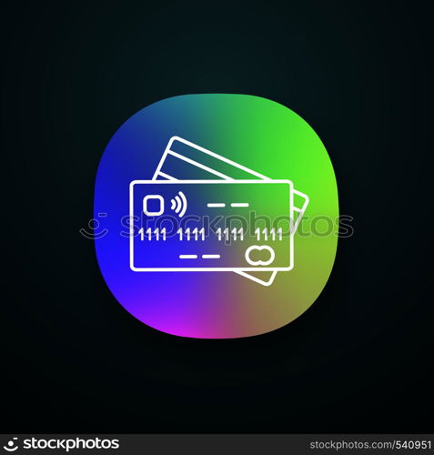 NFC credit card app icon. Cashless payment. E-payment. UI/UX user interface. Web or mobile application. Vector isolated illustration. NFC credit card app icon