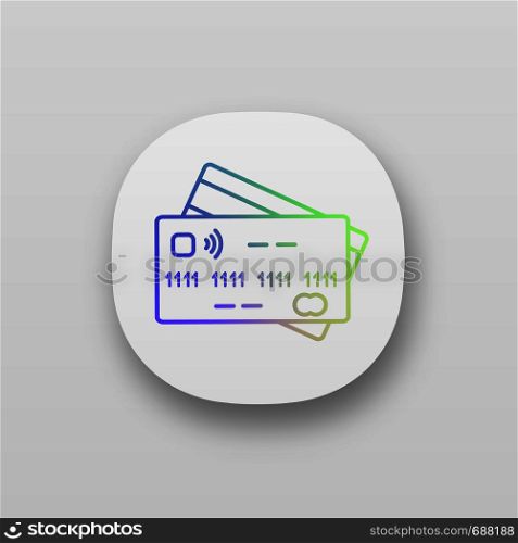 NFC credit card app icon. Cashless payment. E-payment. UI/UX user interface. Web or mobile application. Vector isolated illustration. NFC credit card app icon