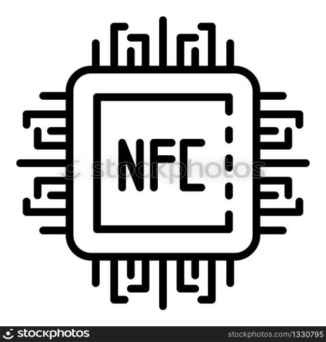 Nfc processor icon. Outline nfc processor vector icon for web design isolated on white background. Nfc processor icon, outline style
