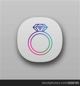 NFC ring app icon. Near field communication. RFID transponder. UI/UX user interface. Web or mobile application. Smart ring. Contactless technology. Vector isolated illustration. NFC ring app icon