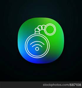 NFC trinket app icon. Near field communication. RFID tag. Contactless technology. UI/UX user interface. Web or mobile application. Vector isolated illustration. NFC trinket app icon