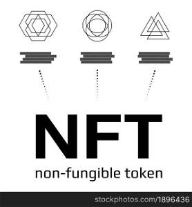 NFT non fungible tokens infographics isolated on white. Pay for unique collectibles in games or art. Vector illustration.