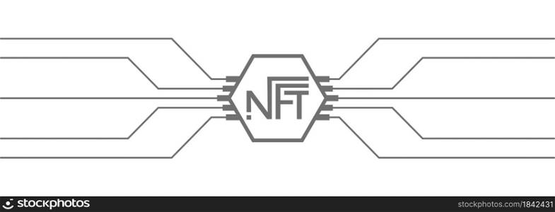 NFT token template on a white background. Cryptocurrency for the purchase of crypto art. Scalable vector illustration