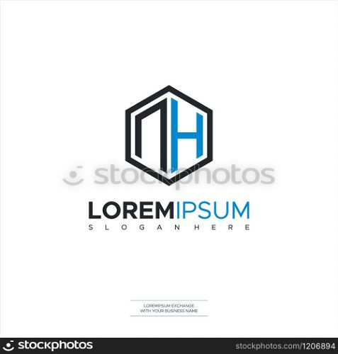 NH logo letter initial, Abstract polygonal Background Logo Design