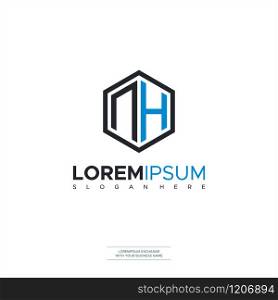 NH logo letter initial, Abstract polygonal Background Logo Design