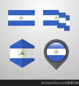 Nicaragua flag design set vector