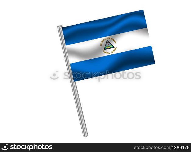 Nicaragua National flag. original color and proportion. Simply vector illustration background, from all world countries flag set for design, education, icon, icon, isolated object and symbol for data visualisation