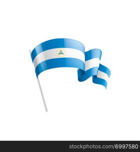 Nicaragua national flag, vector illustration on a white background. Nicaragua flag, vector illustration on a white background