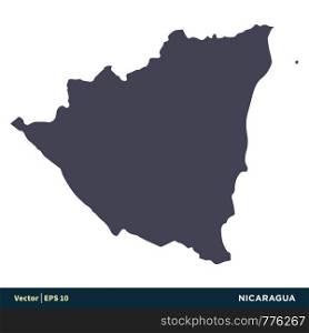 Nicaragua - North America Countries Map Icon Vector Logo Template Illustration Design. Vector EPS 10.